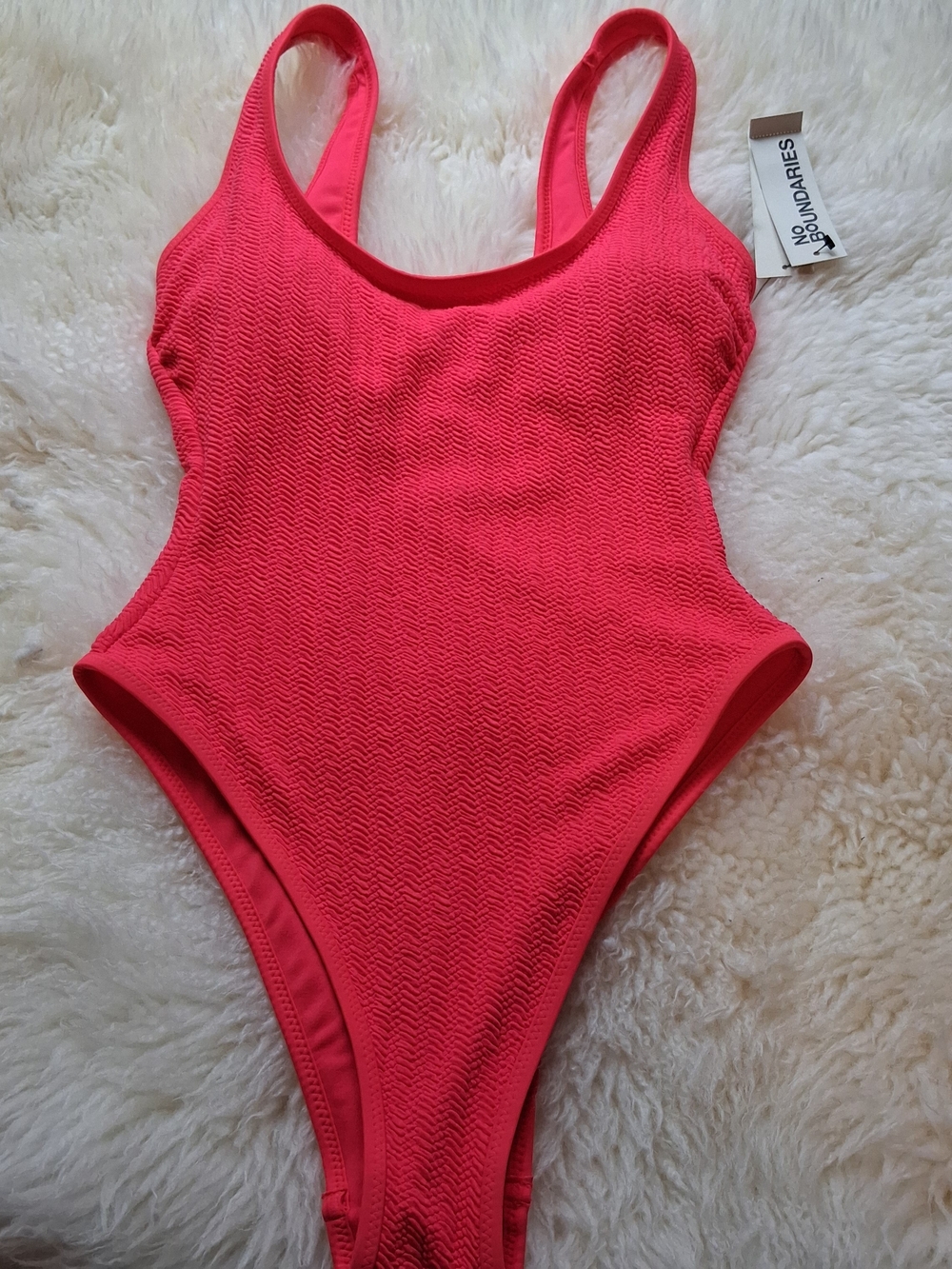 No Boundaries Pink Textured One-Piece Swimsuit